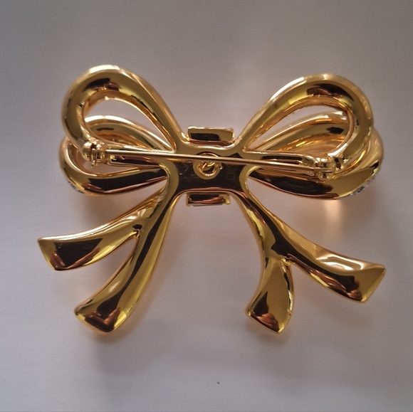 Large Swarovski Double Bow Brooch Pin - Picture 3 of 8